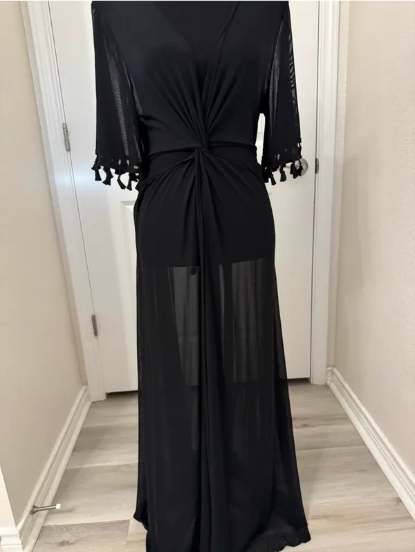 NWOT Black Knot-Front Sheer Maxi Swim Coverup - Image 6