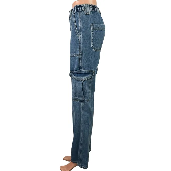 Urban Outfitters BDG Women's Blue Cargo High Rise Straight Denim Jeans Size 25 - Image 2