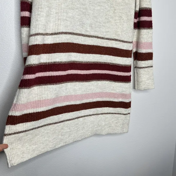 Retrology Open Cardigan M Long Colorful Gold Tan Pink Cozy Fall Knit Boho City - Image 6