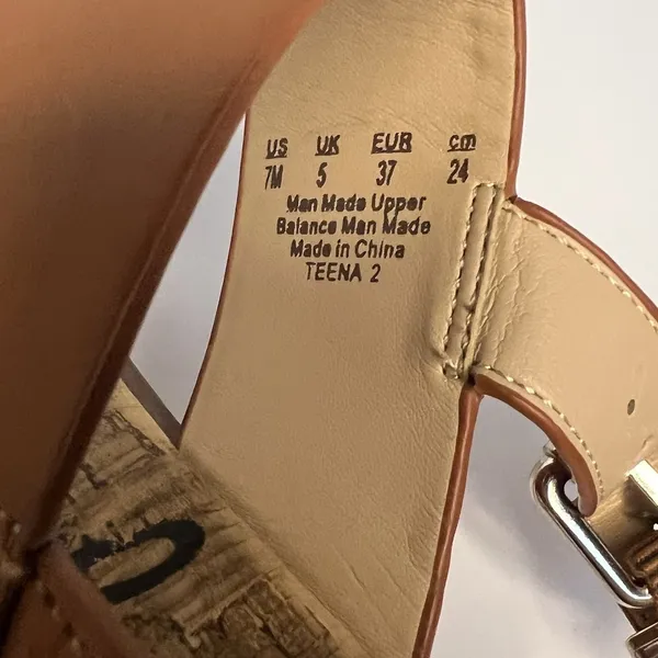 Sam Edelman‎ Teena 2 Sandals 7M Tan Woven Strap Cork Footbed Gold Heel - Image 9