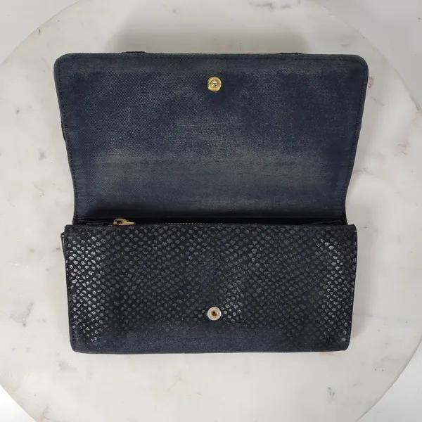 See By Chloe Checkbook Wallet 7.25" Black Soft Embossed Leather Bi-Fold Clutch - Image 6