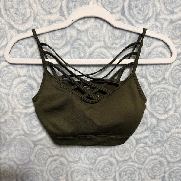 Zenana Olive Green Women Comfort Seamless Crisscross Front Strappy Bralette. - Image 5