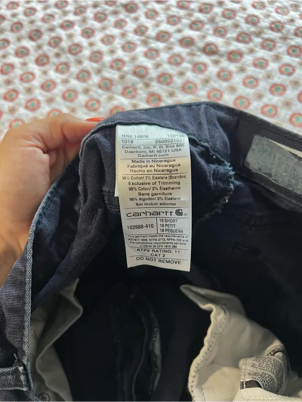 Carhartt Cat 2 2112 Navy Flame Resistant Work Pants size 16 Short - Image 6