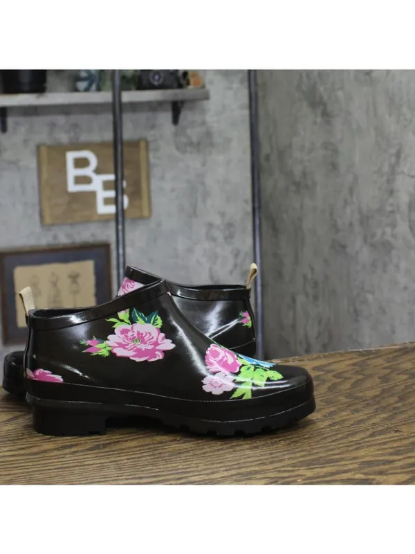 NWT Journee Collection Womens Short Rainer Rain Boot Bootie Floral Black 7M - Image 11