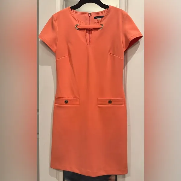Tommy Hilfiger Coral Ponte Shift Dress Size 2 Office Work Event - Image 2