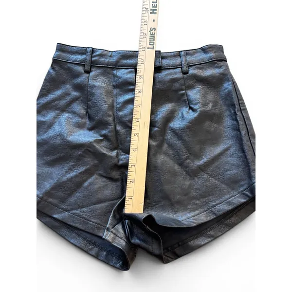 Princess Polly Black Faux Leather High Waisted Shorts Size US 0 Vegan Leather - Image 7