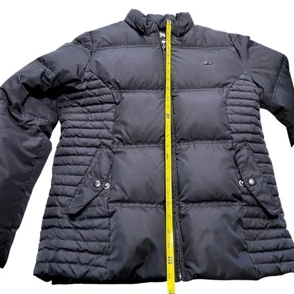 Lacoste Quilted Down Puffer Jacket Black Full Zip Snap Pockets Size 40 M - Image 8