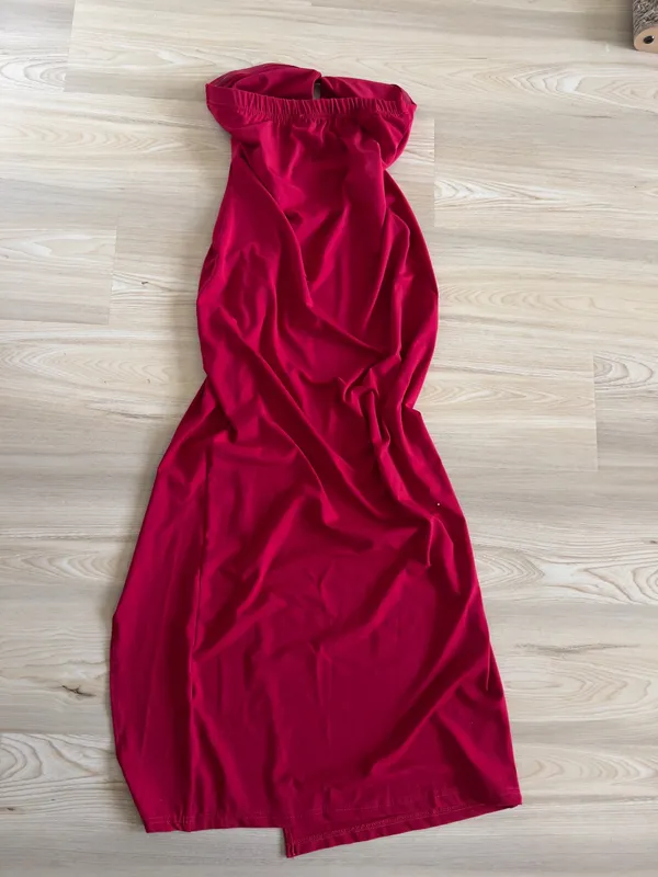Amazon Vera morelle Strapless Formal Dress Elegant Backless Ruched Bodycon Dress with Slit for Wedding Party Cocktail - Image 7