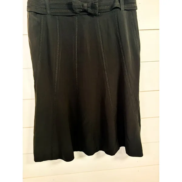 Karen Millen Women's Paneled Bow Belted Flared Hem Mini Skirt Black Size 6 - Image 6