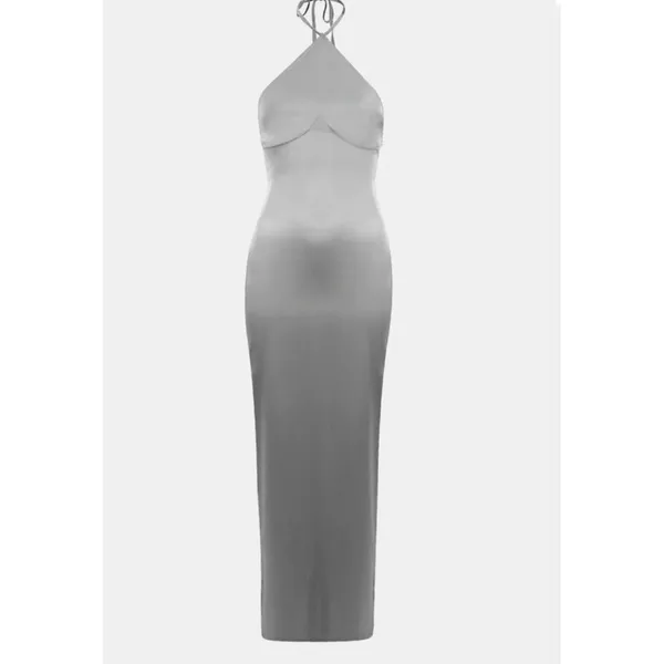 NWT OW Collection Saga Satin‎ Maxi Dress Grey Sz Medium $250 - Image 5