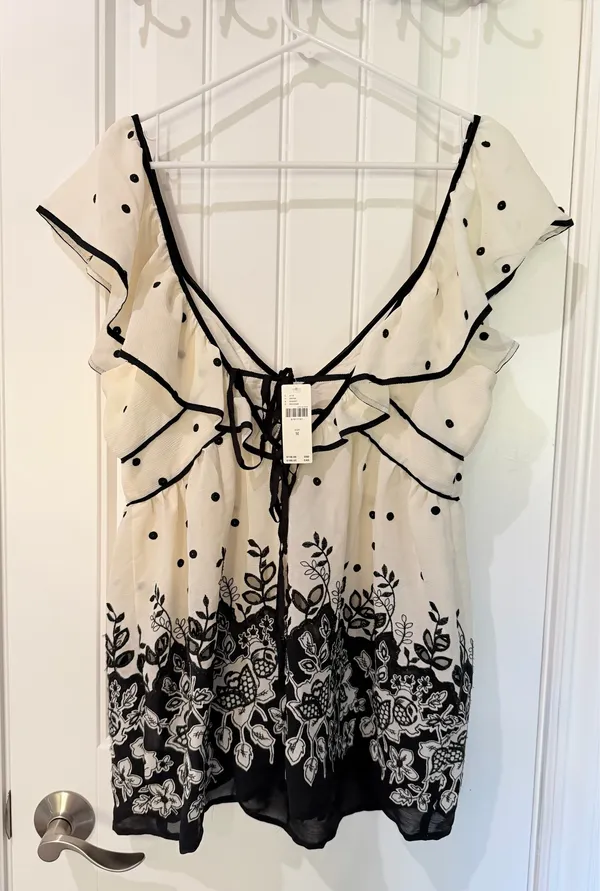 Anthropologie Polka Dot Embroidered Blouse - Image 5
