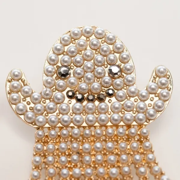 Pearl Ghost Halloween Earrings‎ New Gold - Image 6