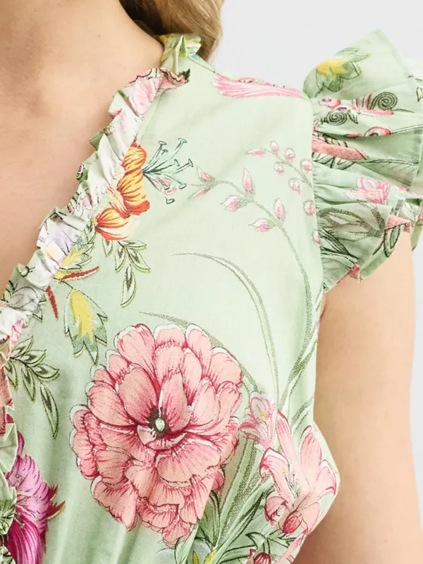 NWOT Floral Tiered Maxi Dress in Mint & Blush - Image 4
