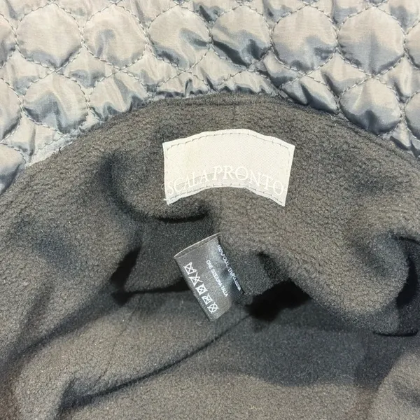 Scala Pronto Bucket Hat OS Black Quilted Fleece Lined Adjustable Toggle - Image 6