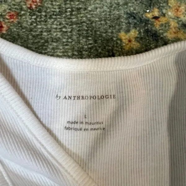 Anthropologie White Ribbed Criss Cross Halter Keyhole Tank Top Large OB1511275‎ - Image 8