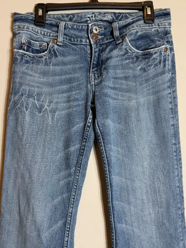 Y2K Miss Me Low Rise Bootcut Denim Jeans Women's 28 Rodeo Flap Pockets Festival - Image 6
