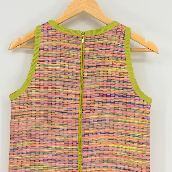 Alex Marie Tweed Shift Dress 4 Pink Lime Green Textured Sleeveless Stripe Knit‎ - Image 6