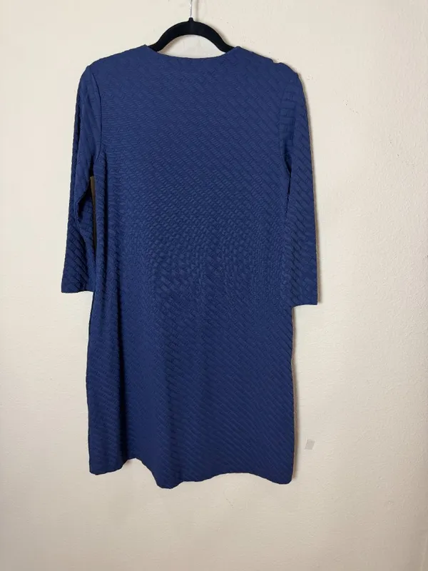 J. McLaughlin size XS Octavia navy blue jacquard dress knee length - Image 7