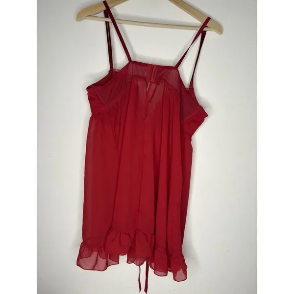 Cacique Plus Size 18/20 Chemise Babydoll Slip Dress Top Red Underwired Nighty - Image 5