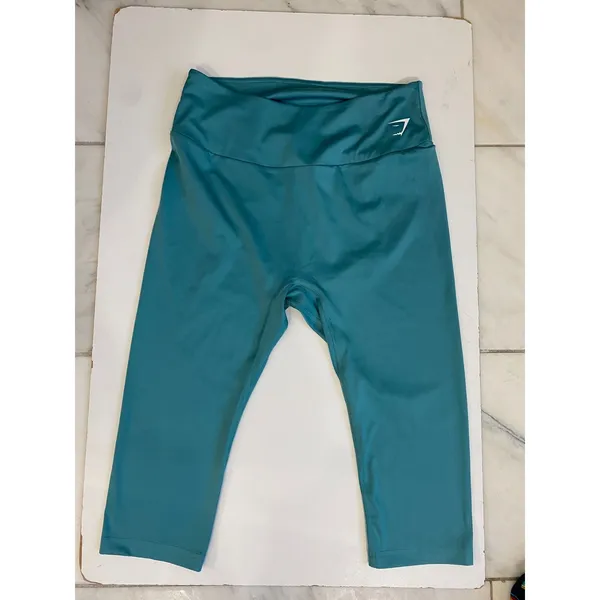 Gymshark Training High Waisted‎ Cropped Capri Leggings Teal Blue XXL B1A1U - Image 13