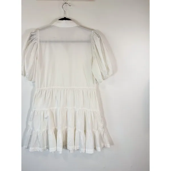 Abercrombie Fitch Dress White Puffed Poplin Mini Tiered Shirtdress Small Petite - Image 7