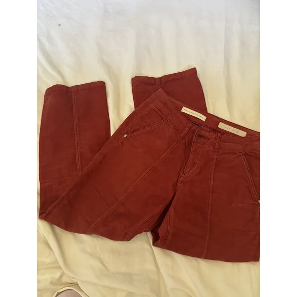 Pilcro Letterpress STET Corduroy Pants 27 Rust Red Straight Leg Anthropologie - Image 3