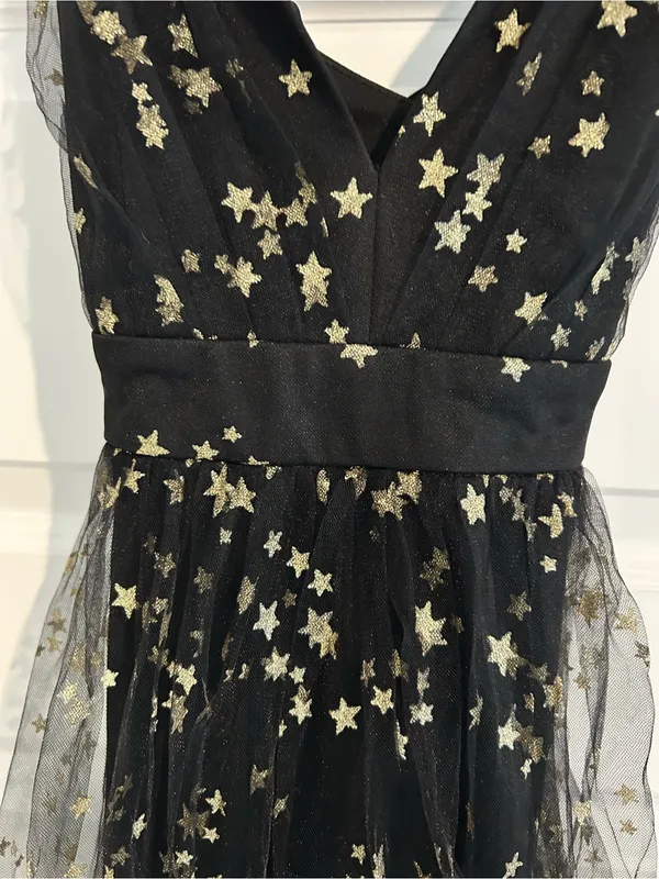 Lulus Favorite Moment Gold and Black Star Print Skater Dress Size S - Image 7