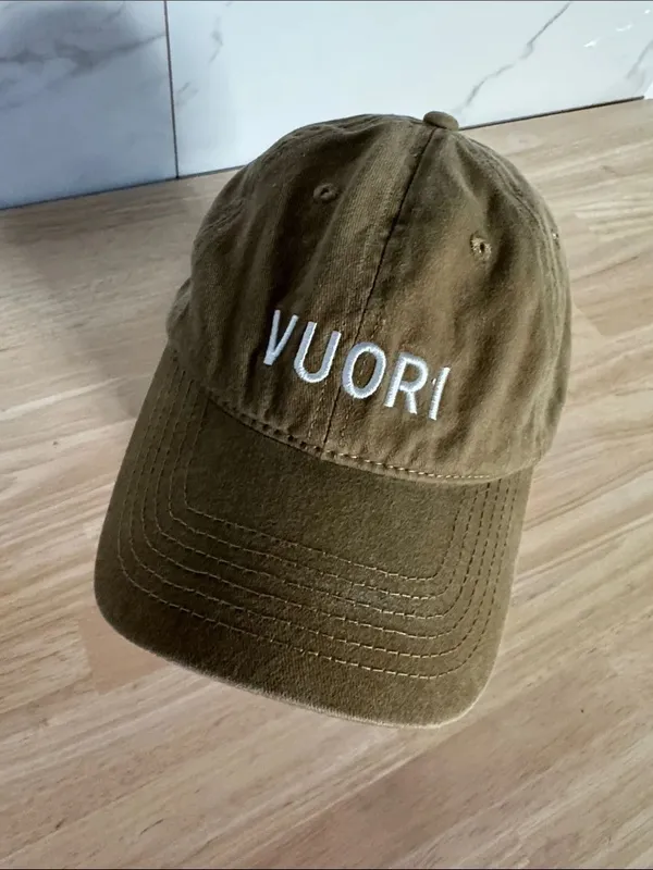 Vuori Logo Baseball Cap - Olive Green with White Stitching - Image 2