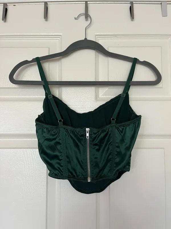 Urban Outfitters satin green corset crop top - Image 2