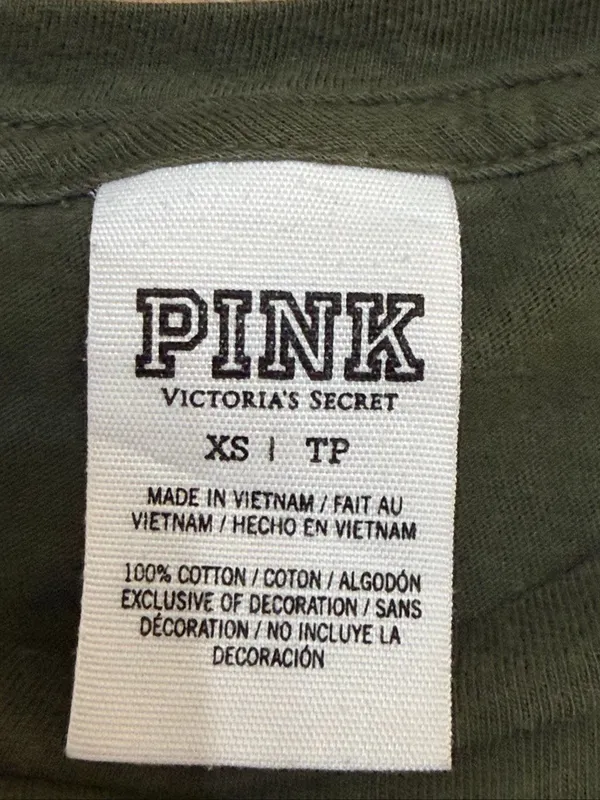 PINK Victoria’s Secret Women’s XS Green Neon Stripe Pocket T-Shirt 100% Cotton(9 - Image 4