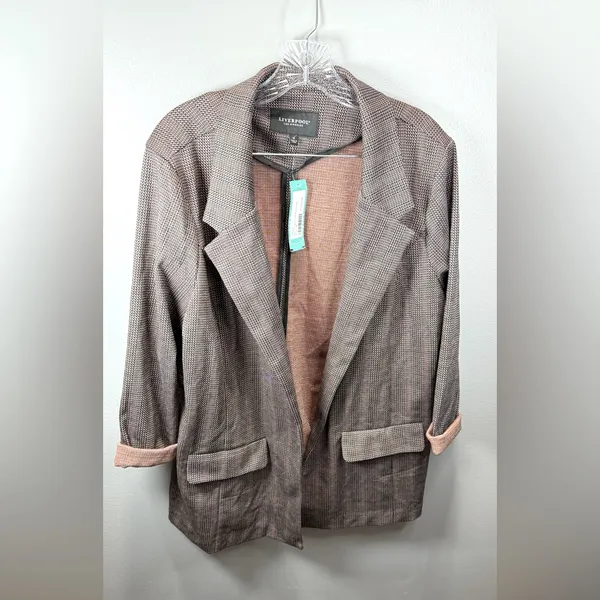 Liverpool NEW‎ Women's Boyfriend Blazer Black Brick Jacquard Stripe Size 1x - Image 2