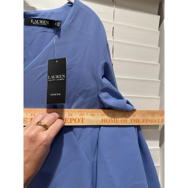 NEW- LAUREN Ralph Lauren Ruffle-Sleeve Modest‎ Spring Cocktail Office Dress Sz 2 - Image 12