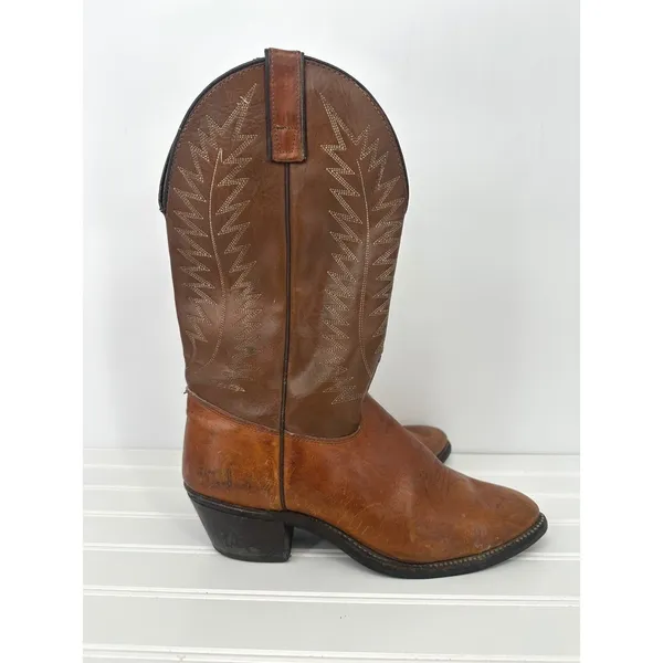 Vintage Western Cowboy Boots Women Size 9M Brown Leather Texas USA Hypalon Rodeo - Image 3