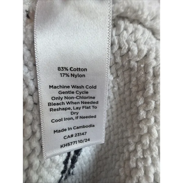 Talbots Womens black Striped Knit sweater Cardigan Preppy coastal nautical large - Image 8