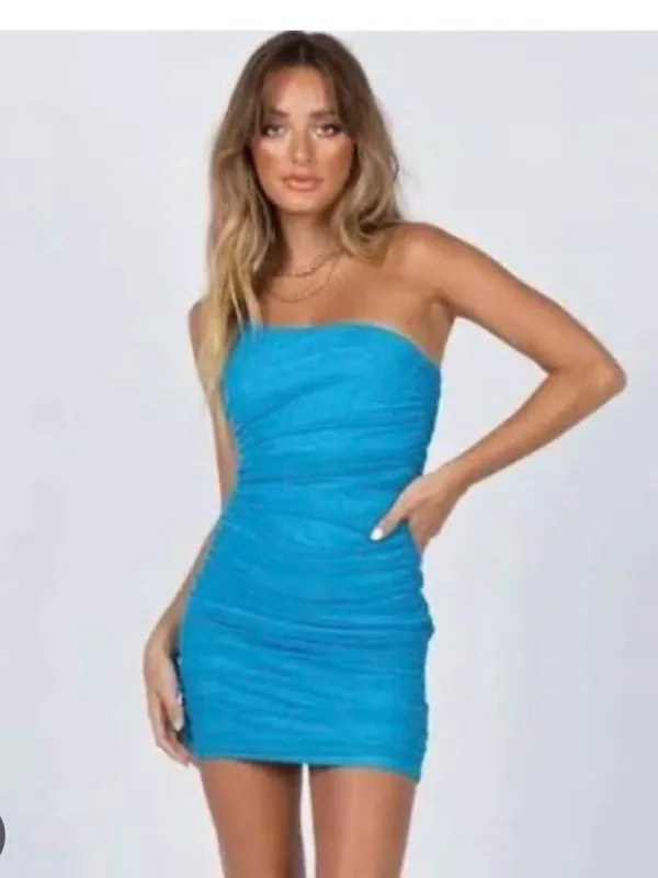 Princess Polly Bright Turquoise One-Shoulder Dress - Image 3