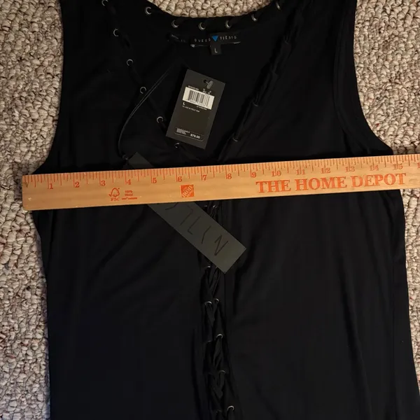 GUESS x Tiesto NWT Lace Up Eyelet Tank Top‎ Jet Black Festival Large - Image 8