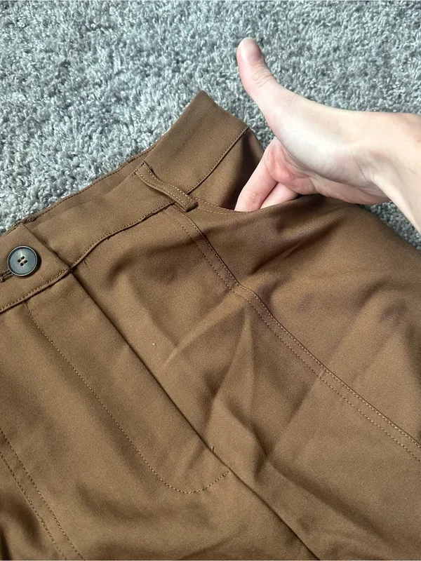 Moon River Camel Brown Maxi Skirt with Front Seam Detail - Image 3