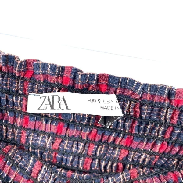 ZARA Plaid Cropped Grunge Punk Long Sleeve Blouse Top - Image 6