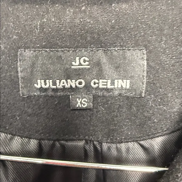 Juliana Celini black 55% wool long trench style coat jacket sz XS - Image 4