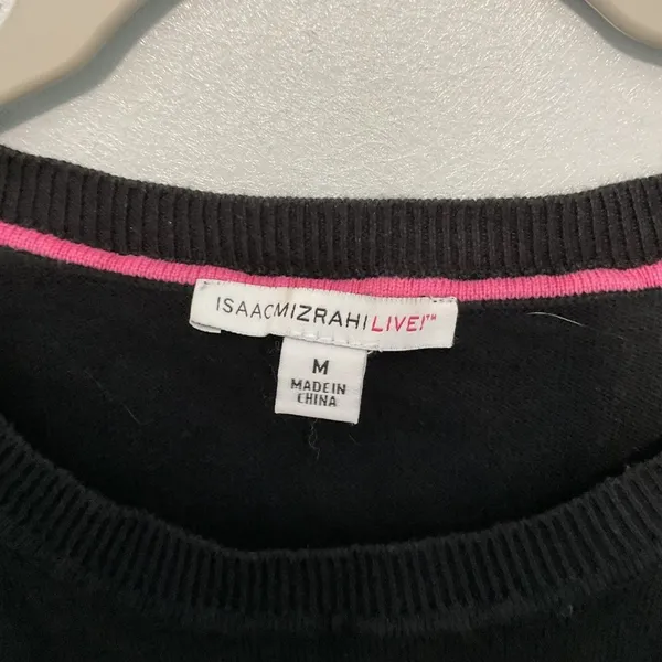 Isaac Mizrahi Live Black Short Sleeve Peplum Top Size Medium - Image 3