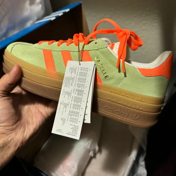 💚🧡NEW ADIDAS GAZELLE BOLD W Semi Green Spark, Screaming Orange & Core White - Image 7