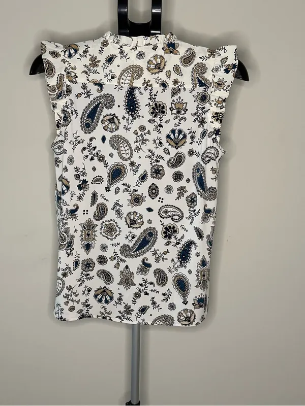 Ann Taylor NWT Floral Paisley Ruffle Sleeve Button Front Blouse XS - Image 5