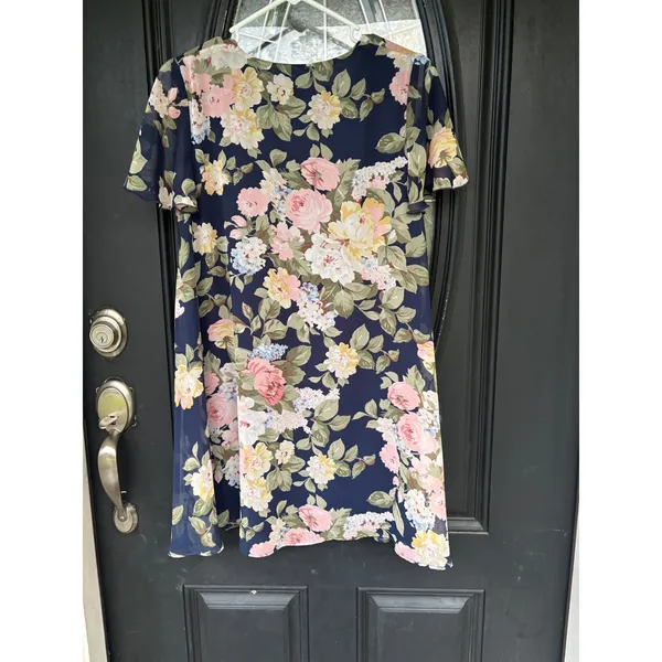 Show Me Your Mumu Kylie Lace Up Floral Dress Navy Blue XS Short Sleeve Mini - Image 5
