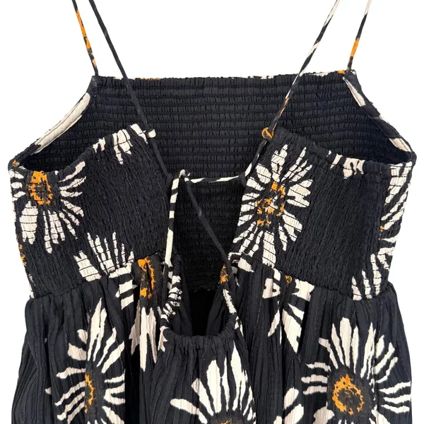 American Eagle Cami Mini Dress Womens XS Black Floral Smocked Daisy Boho Y2K 90s - Image 9