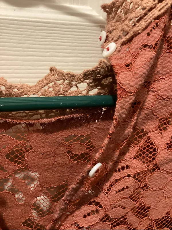 entro Rust Lace Yoke Ruffle Long Sleeve Dress - Image 4