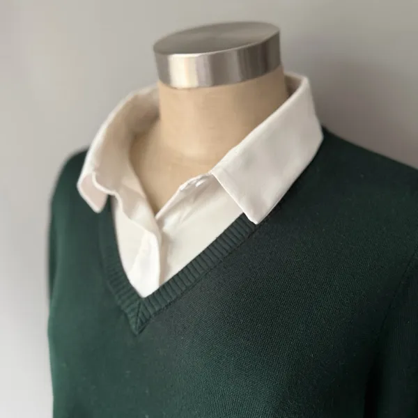 Adrianna Papell Layered Look Sweater Blouse Combo Green & White Size XL - Image 2
