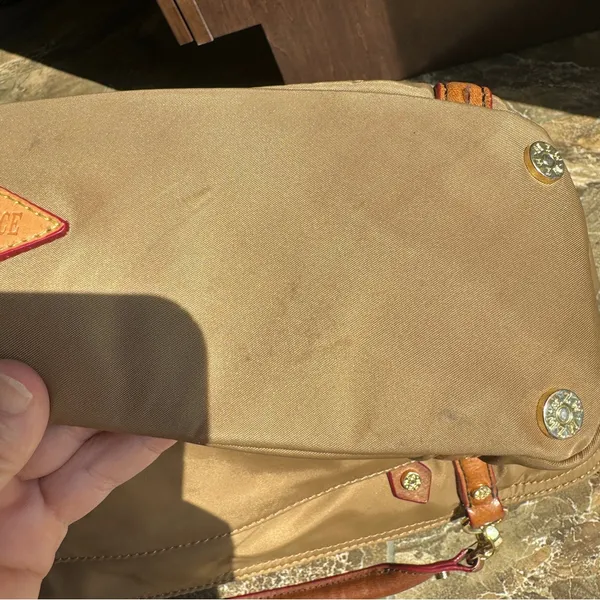 MZ Wallace Nylon Top Handle‎ Bag some pen marks tan beige brown - Image 9