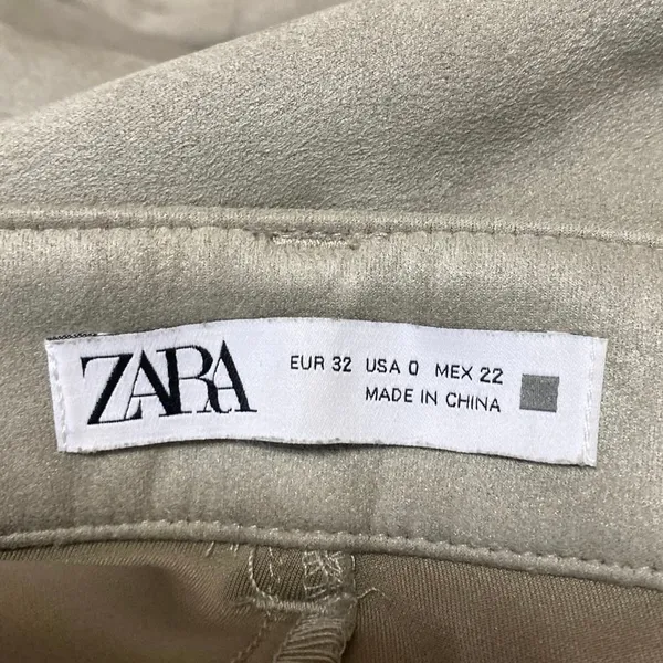 Zara Cream Beige Faux Suede Split Hem High Waist Flared Bootcut Trousers Pants 0 - Image 4