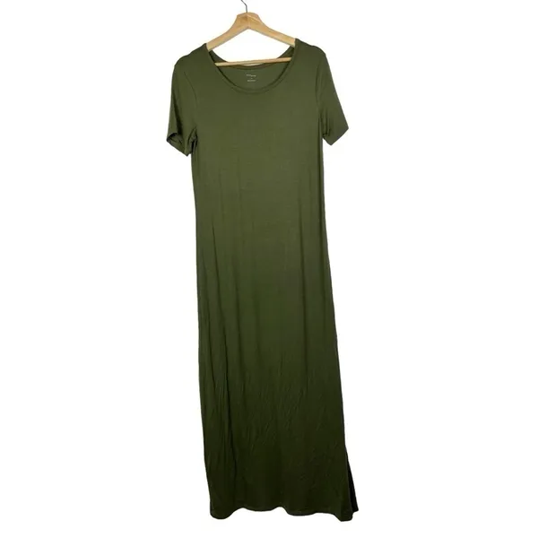 Daily Ritual Hunter Green Crewneck Short Sleeve Maxi‎ Dress M - Image 2