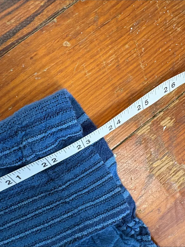Indigo Rein Blue Striped Wide-Leg Tie Waist Pants Size Small - Image 5